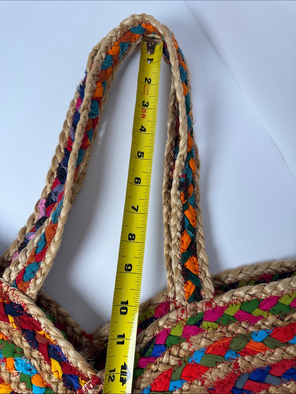 UNCOMMON Repurposed Woven Jute Straw Bag Multicolor Market Tote Carry All BOHO - Picture 10 of 10